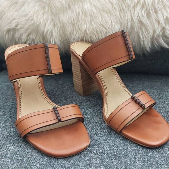 SPLENDID Tacy Double Strap Leather Stacked Block 3.25" Heel Size 7 - Picture 2 of 11